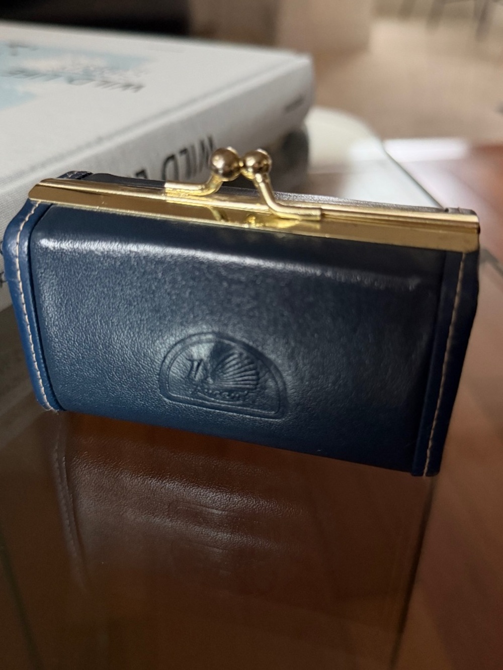 Vintage Blue Leather Kiss Lock Coin Purse | Lovely